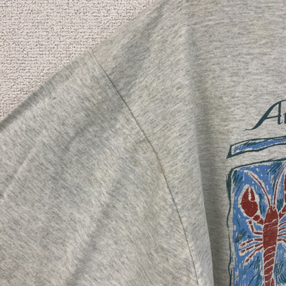 90s　FRUIT OF THE LOOM　フルーツオブザルーム　長袖プリントTシャツ　灰色　グレー　XLサイズ
