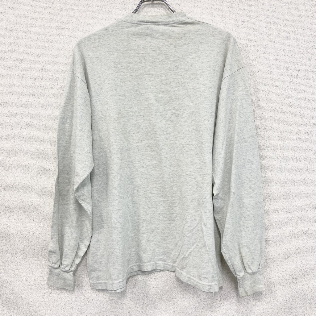 90s　FRUIT OF THE LOOM　フルーツオブザルーム　長袖プリントTシャツ　灰色　グレー　XLサイズ