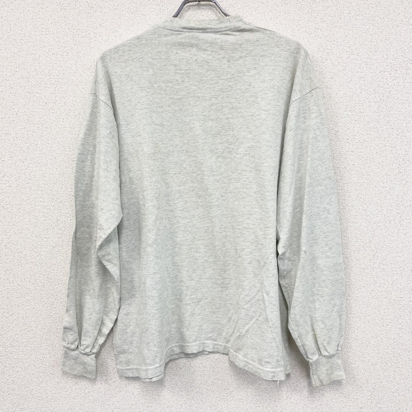 90s　FRUIT OF THE LOOM　フルーツオブザルーム　長袖プリントTシャツ　灰色　グレー　XLサイズ