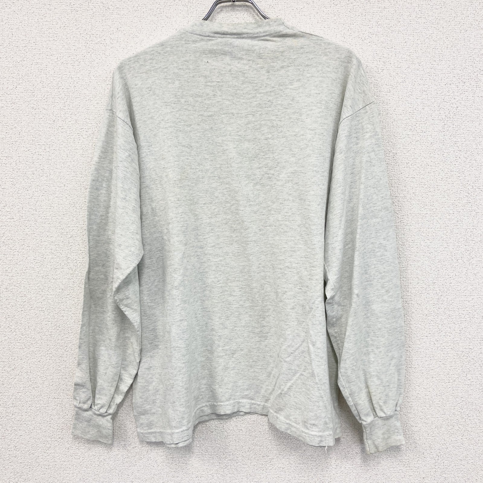 90s　FRUIT OF THE LOOM　フルーツオブザルーム　長袖プリントTシャツ　灰色　グレー　XLサイズ