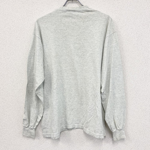 90s　FRUIT OF THE LOOM　フルーツオブザルーム　長袖プリントTシャツ　灰色　グレー　XLサイズ