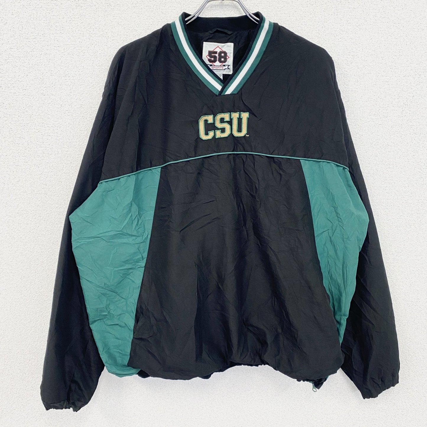 古着 used　58SPORTS　刺繍ナイロンジャケットプルオーバー　黒　ブラック　2XLサイズ