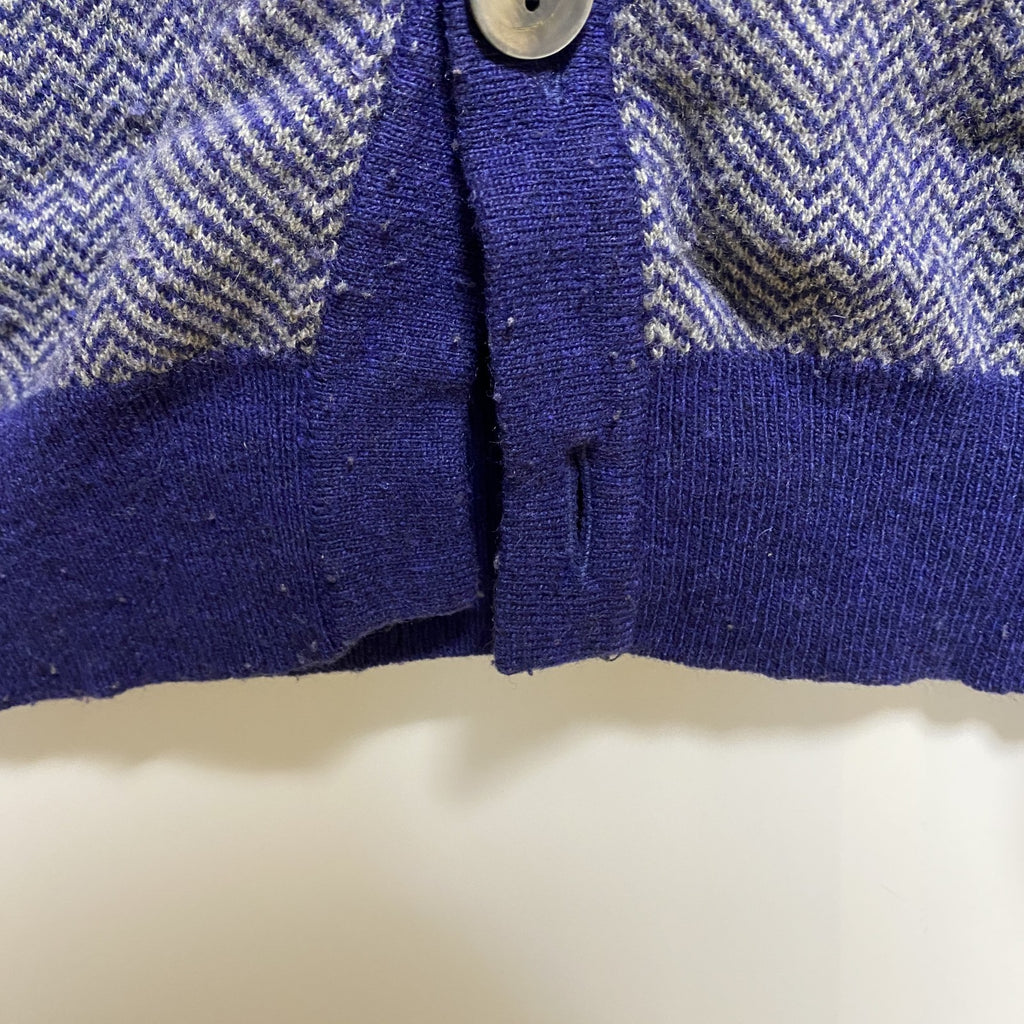古着 used　KAPPA カッパ　長袖ハイネックニットカーディガン　セーター　ワンポイントロゴ刺繡　ネイビー　レトロ　XLサイズ