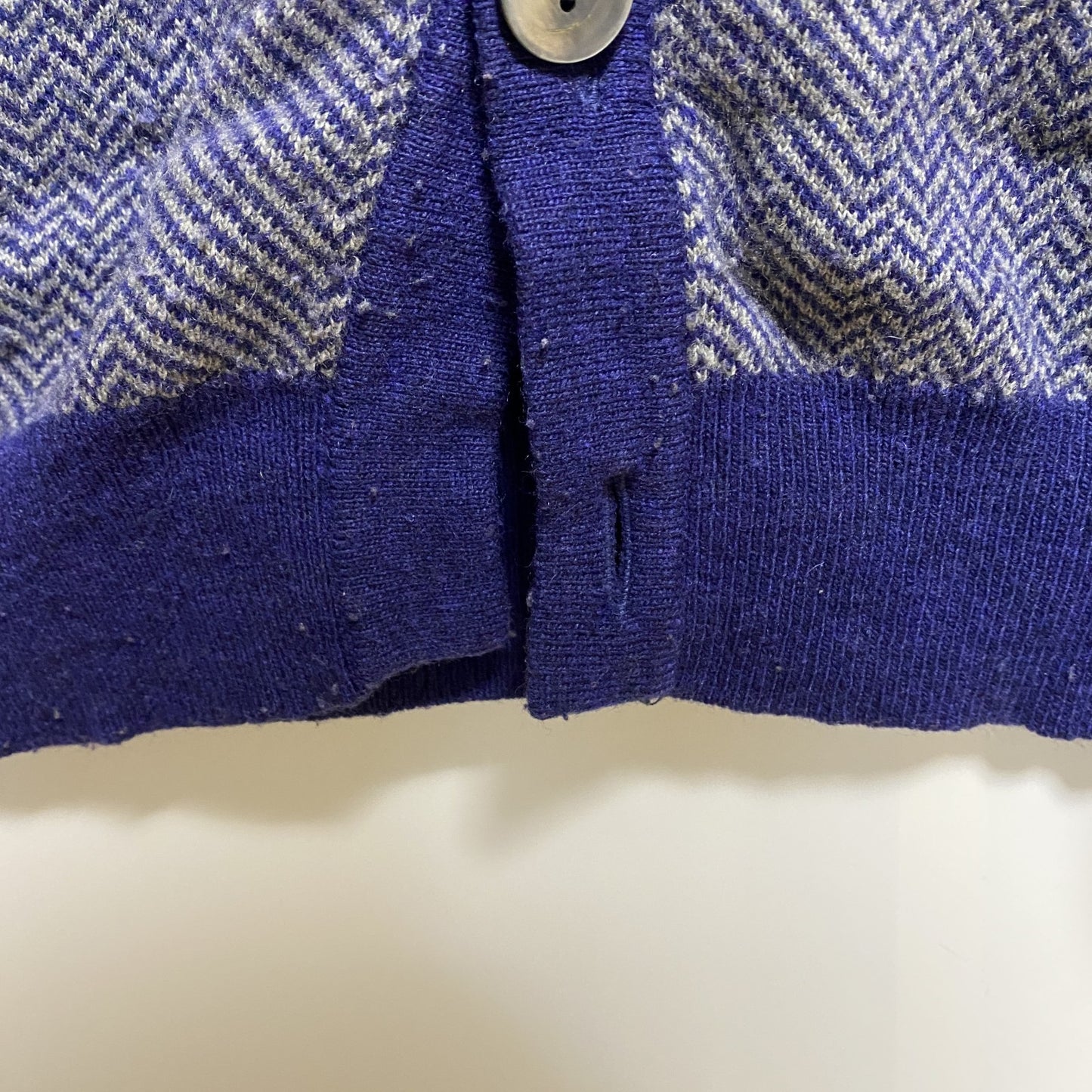 古着 used　KAPPA カッパ　長袖ハイネックニットカーディガン　セーター　ワンポイントロゴ刺繡　ネイビー　レトロ　XLサイズ