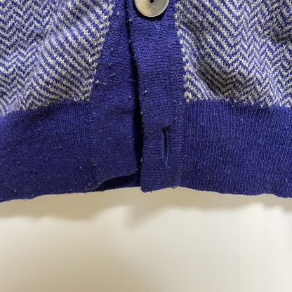 古着 used　KAPPA カッパ　長袖ハイネックニットカーディガン　セーター　ワンポイントロゴ刺繡　ネイビー　レトロ　XLサイズ