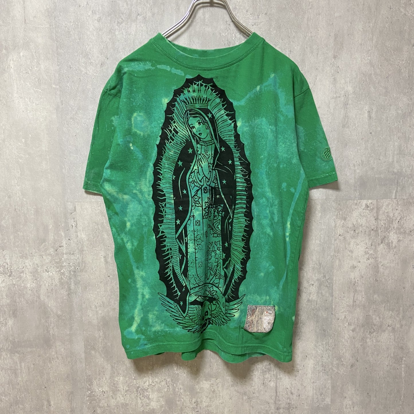 古着 used　RED APE AUTHENTIC　半袖タイダイ柄プリントTシャツ　緑　グリーン　レトロ　個性的　Lサイズ