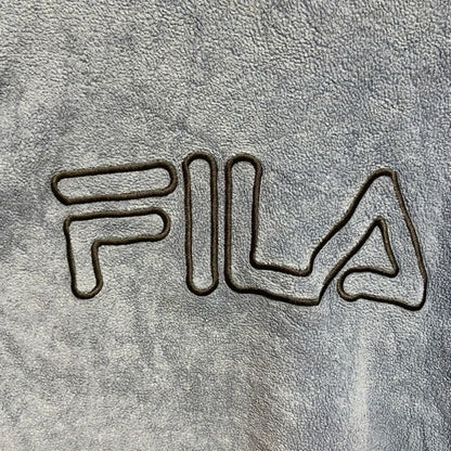 古着 used　FILA　フィラ　長袖クルーネックロゴ刺繍フリース　水色　ライトブルー　秋冬服　レトロ　Lサイズ