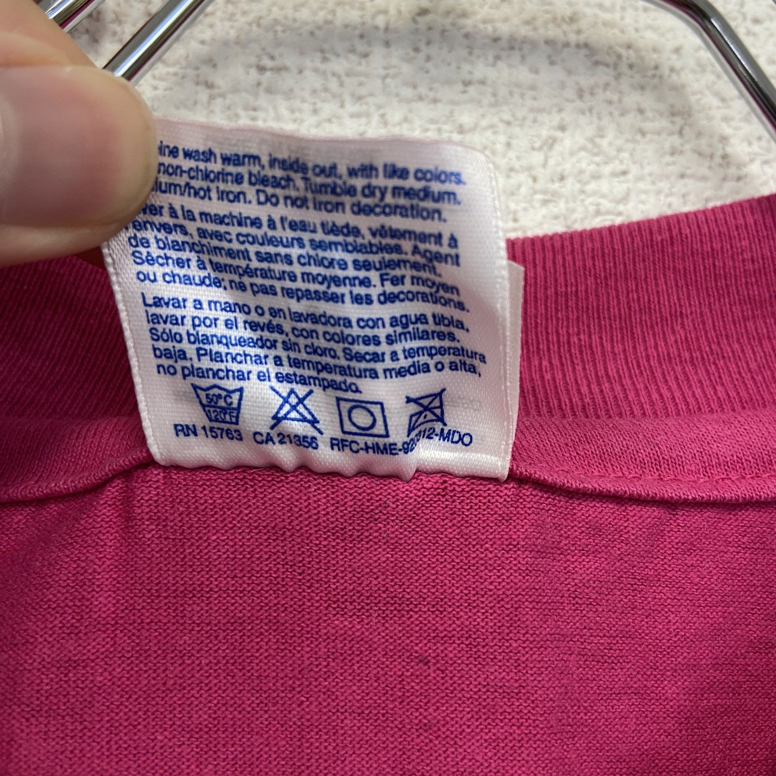90s　Hanes　ヘインズ　半袖プリントTシャツ　US製　シングルステッチ　ショッキングピンク　Lサイズ