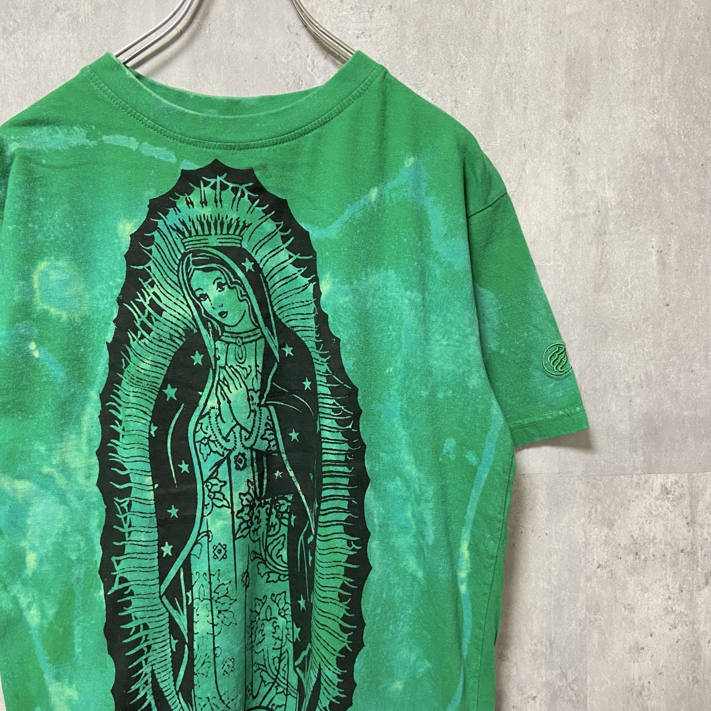 古着 used　RED APE AUTHENTIC　半袖タイダイ柄プリントTシャツ　緑　グリーン　レトロ　個性的　Lサイズ