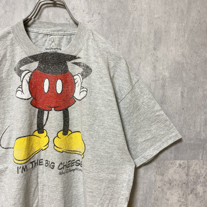 古着 used　Disney ディズニー　Mickey Mouse　ミッキー　半袖オフィシャルプリントTシャツ　グレー