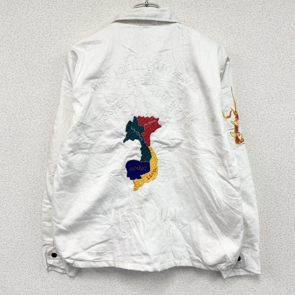 ベトジャン　ベトナムジャケット　スーベニアジャケット　ブルゾン　レプリカ　リメイク　刺繍　白　ホワイト