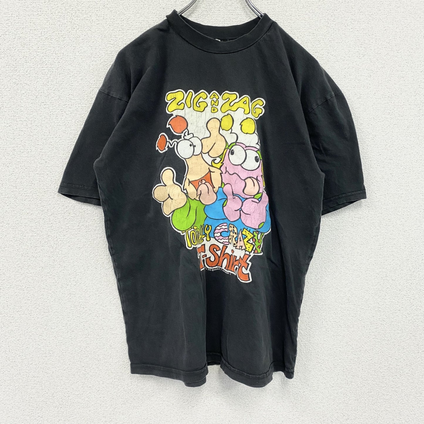90s　ZIG and ZAG　半袖プリントTシャツ　キャラクターT　ヴィンテージ　黒　ブラック