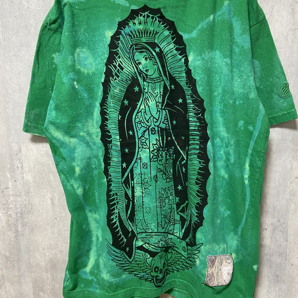 古着 used　RED APE AUTHENTIC　半袖タイダイ柄プリントTシャツ　緑　グリーン　レトロ　個性的　Lサイズ