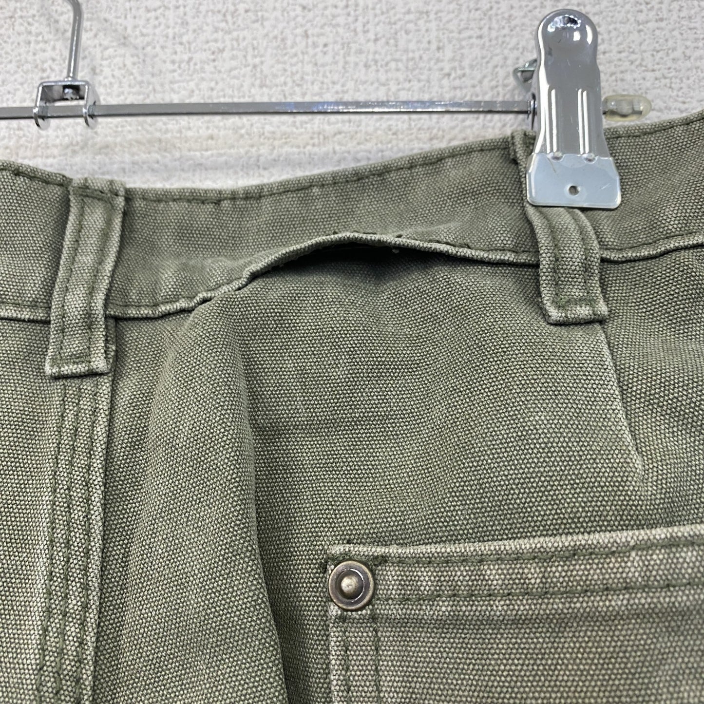 ノーブランド　ダブルニーペインターパンツ　ダックパンツ　ジップフライ　カーキ
