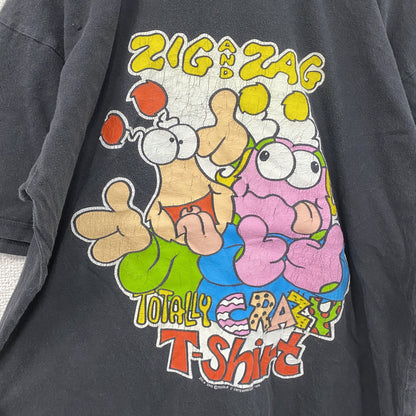 90s　ZIG and ZAG　半袖プリントTシャツ　キャラクターT　ヴィンテージ　黒　ブラック