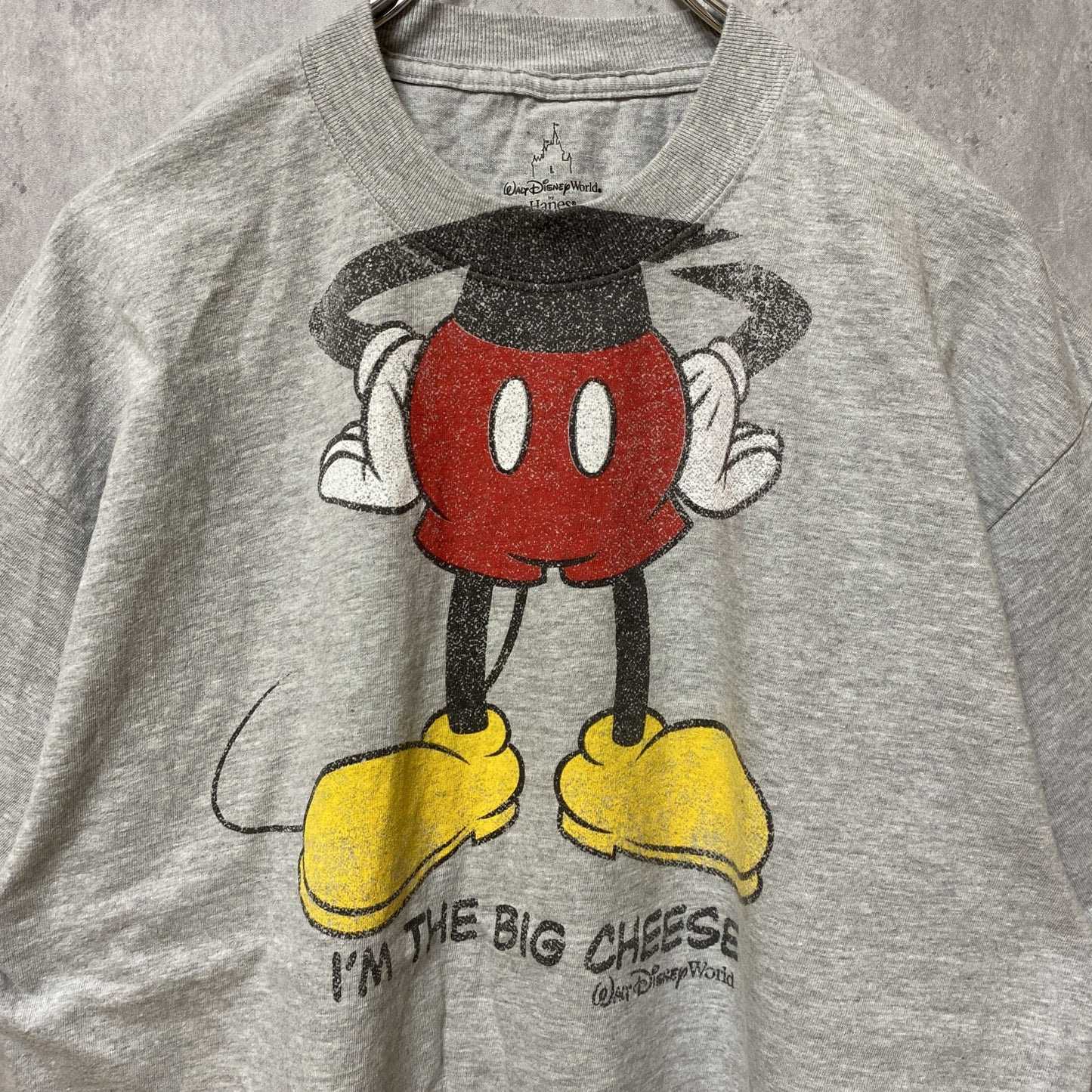 古着 used　Disney ディズニー　Mickey Mouse　ミッキー　半袖オフィシャルプリントTシャツ　グレー