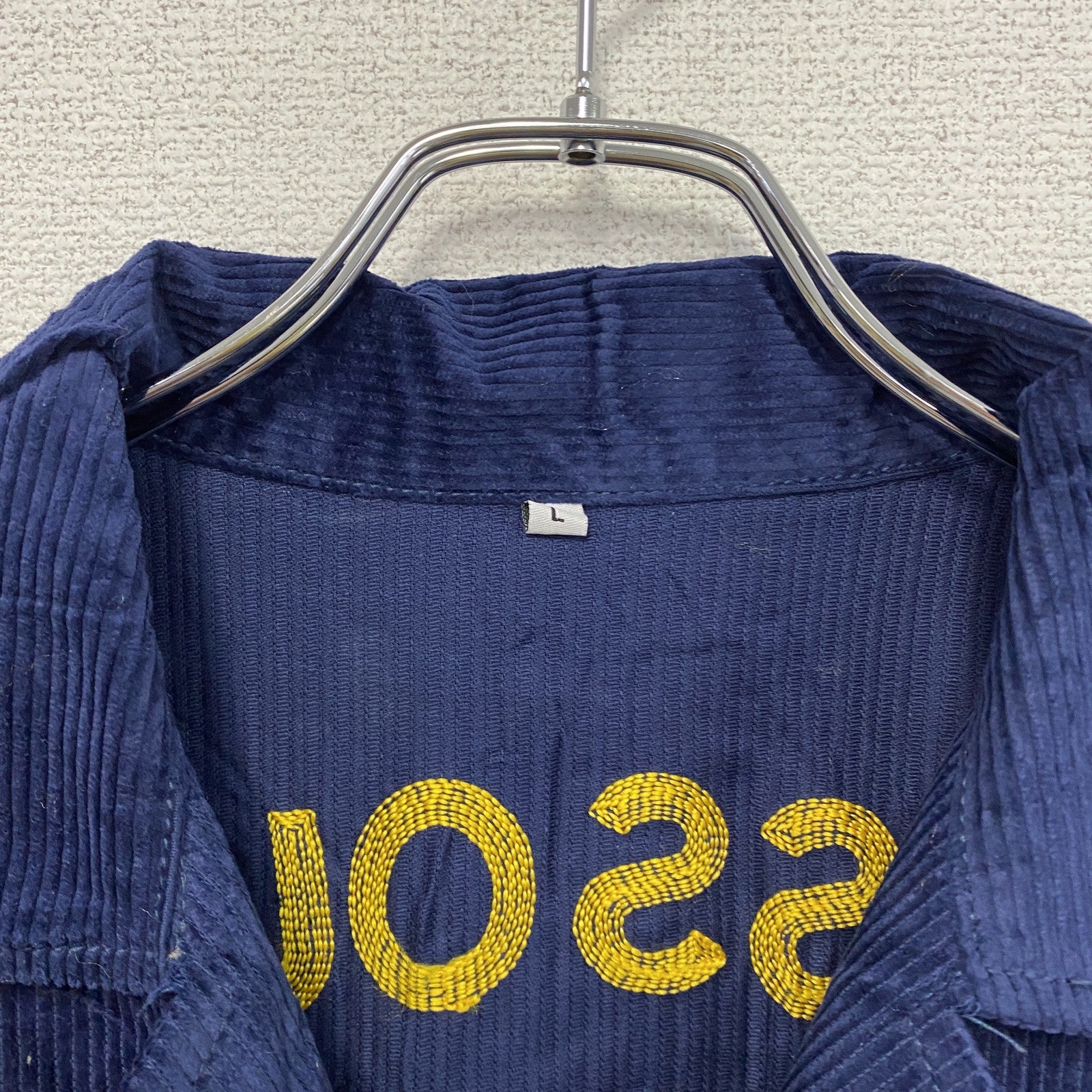 FFAジャケット　ファーマーズジャケット　コーデュロイジャケット　レプリカ　リメイク　刺繍　紺　ネイビー　Lサイズ