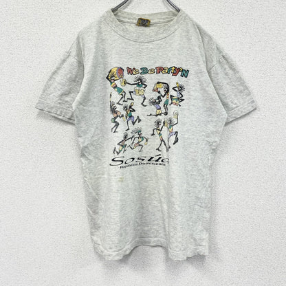 90s　WK Knits　半袖プリントTシャツ　ヴィンテージ　レゲエ　灰色　グレー　Lサイズ
