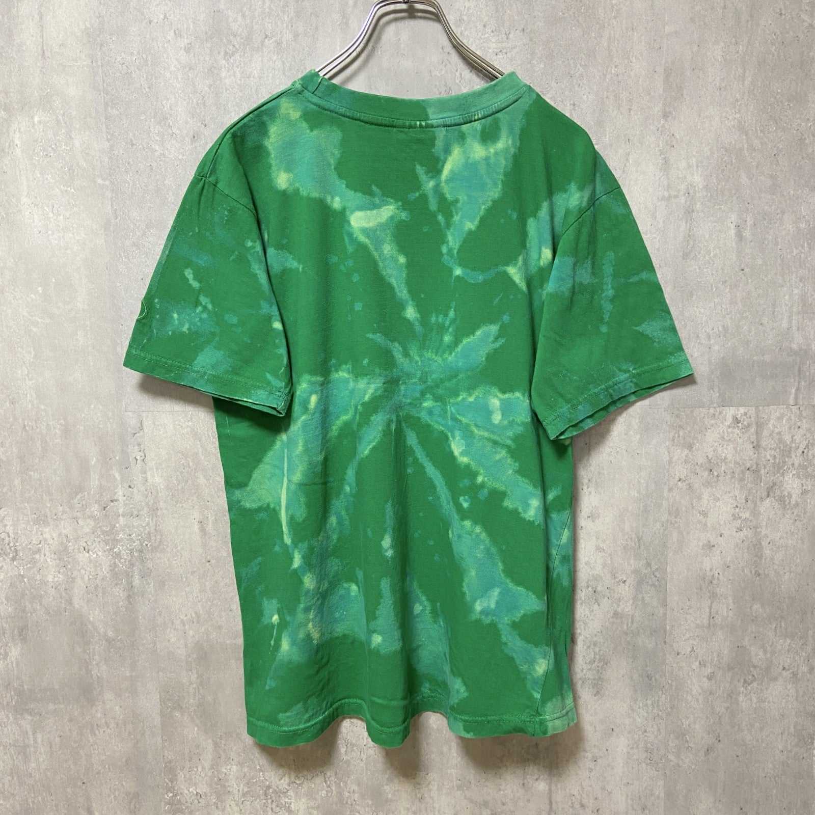 古着 used　RED APE AUTHENTIC　半袖タイダイ柄プリントTシャツ　緑　グリーン　レトロ　個性的　Lサイズ