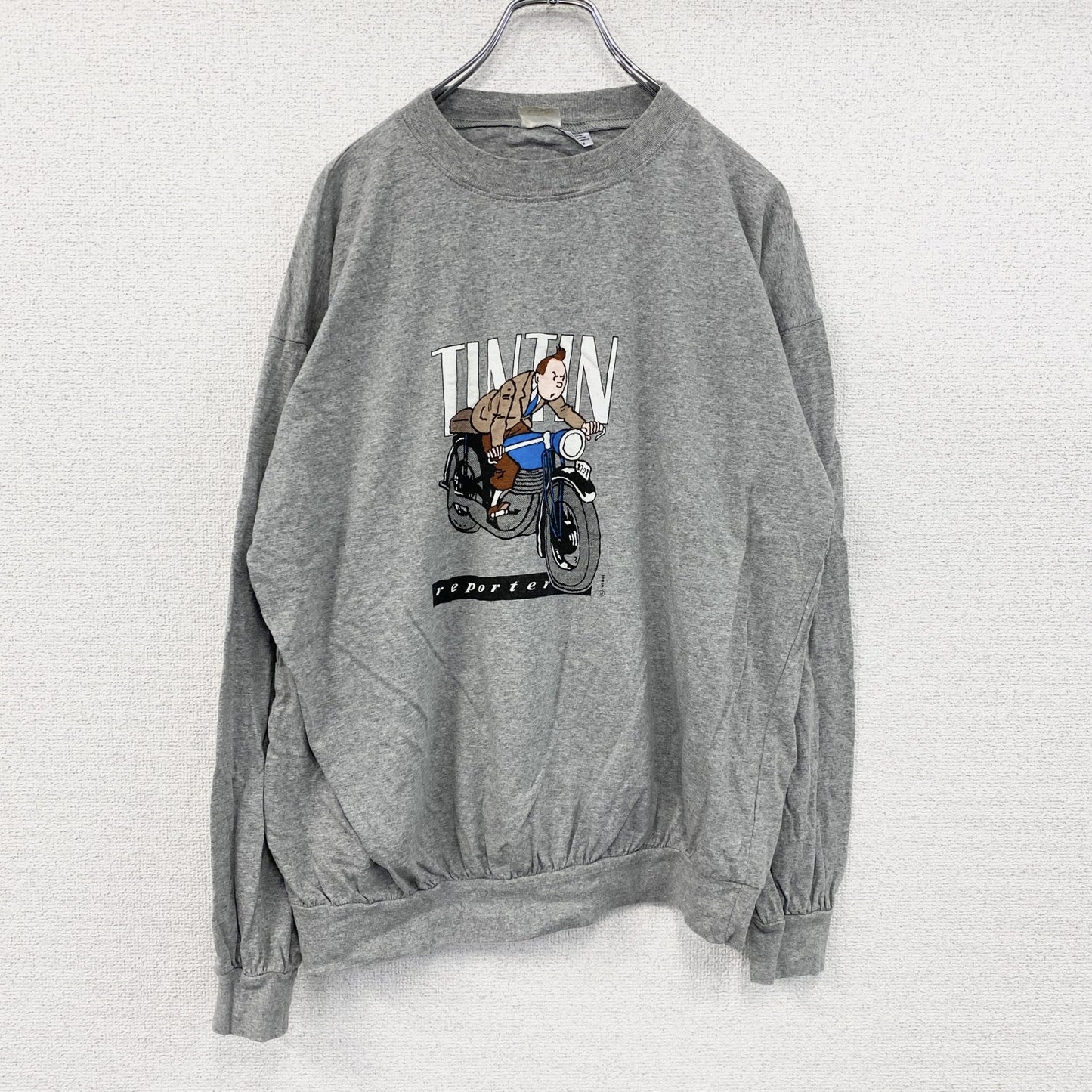～00s　TINTIN　タンタン　長袖Tシャツ/ロンT　キャラクターT　ヴィンテージ　灰色　グレー　112サイズ