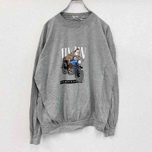 ～00s　TINTIN　タンタン　長袖Tシャツ/ロンT　キャラクターT　ヴィンテージ　灰色　グレー　112サイズ