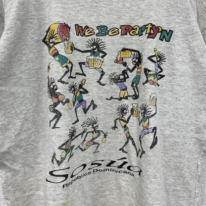 90s　WK Knits　半袖プリントTシャツ　ヴィンテージ　レゲエ　灰色　グレー　Lサイズ