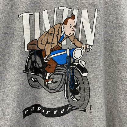 ～00s　TINTIN　タンタン　長袖Tシャツ/ロンT　キャラクターT　ヴィンテージ　灰色　グレー　112サイズ