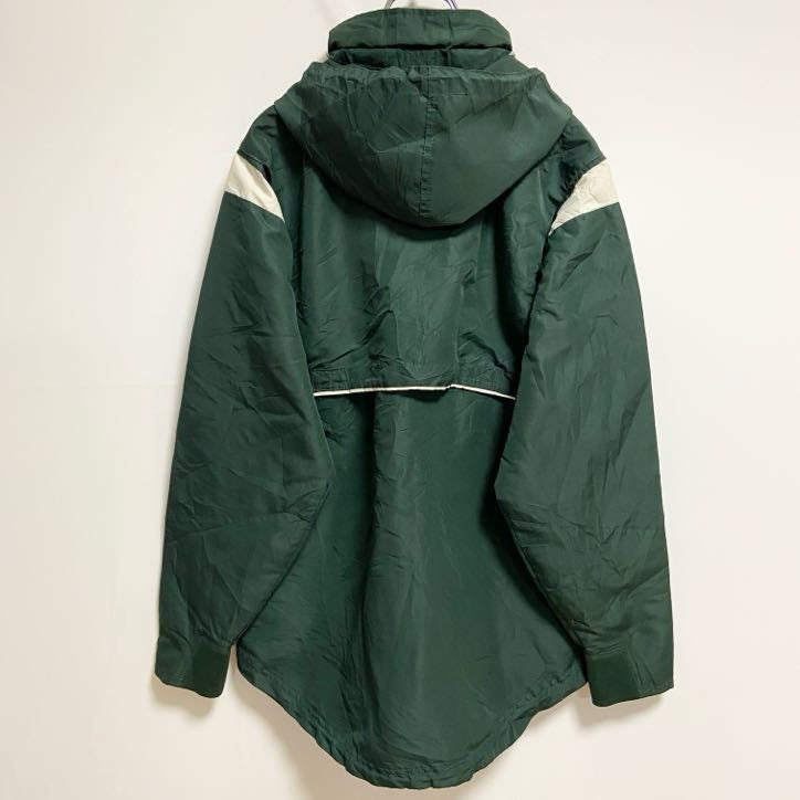 古着 used　HOLLOWAY　ホロウェイ　長袖ワンポイント刺繍ナイロンジャケット　サッカー　HAMPSHIRE　緑　グリーン