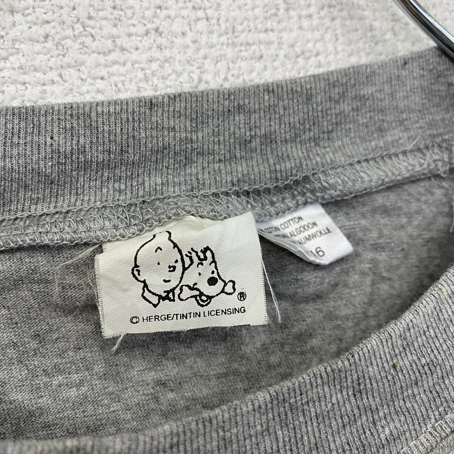 ～00s　TINTIN　タンタン　長袖Tシャツ/ロンT　キャラクターT　ヴィンテージ　灰色　グレー　112サイズ