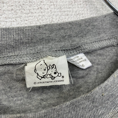 ～00s　TINTIN　タンタン　長袖Tシャツ/ロンT　キャラクターT　ヴィンテージ　灰色　グレー　112サイズ