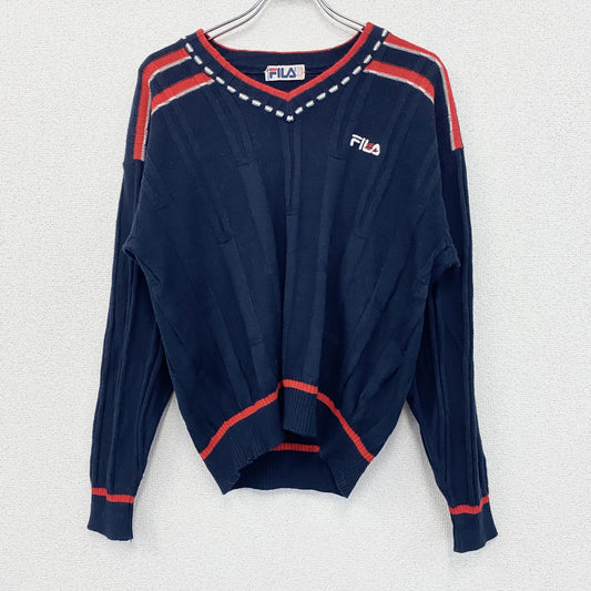FILA　フィラ　ニットセーター　Ⅴネック　紺　ネイビー　50