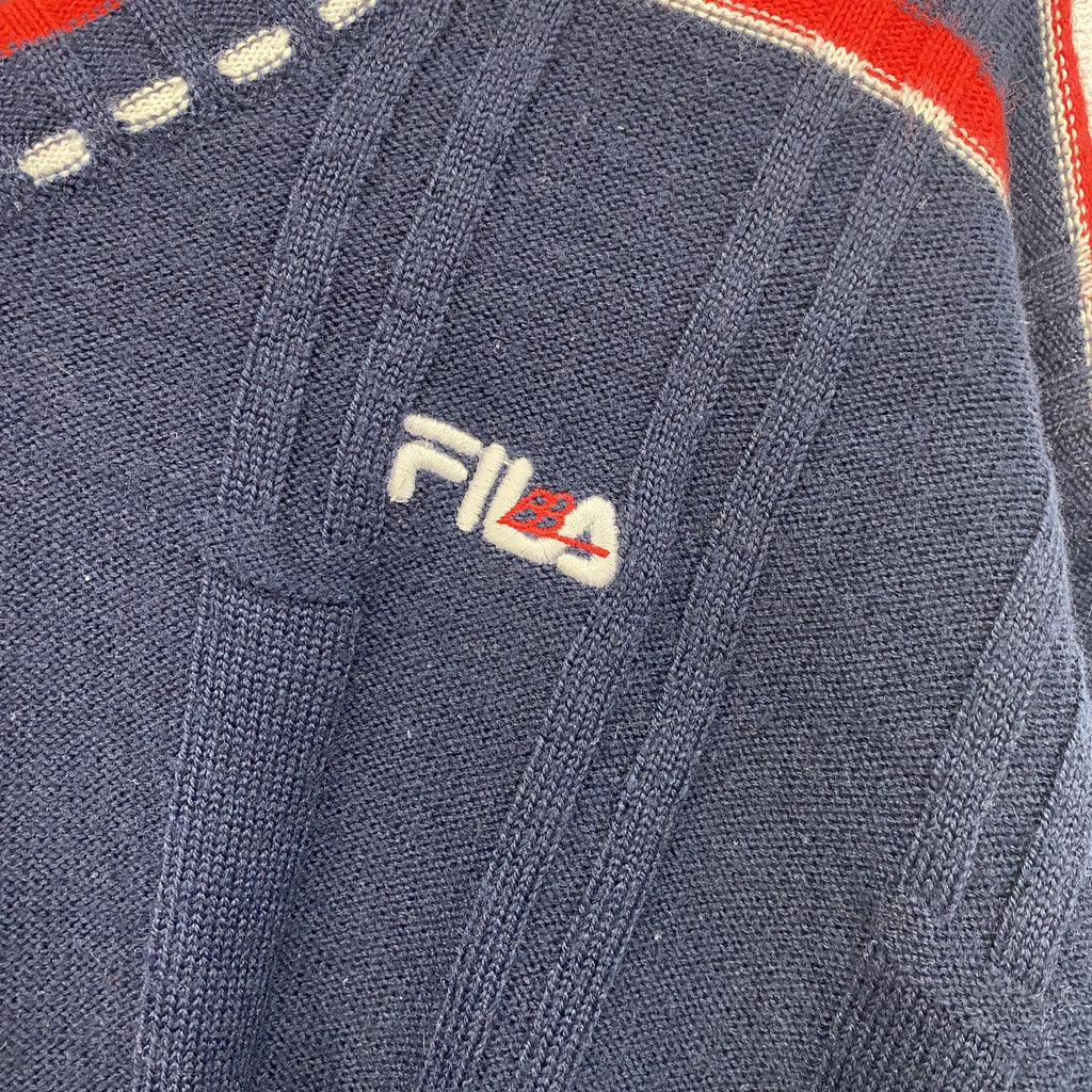 FILA　フィラ　ニットセーター　Ⅴネック　紺　ネイビー　50