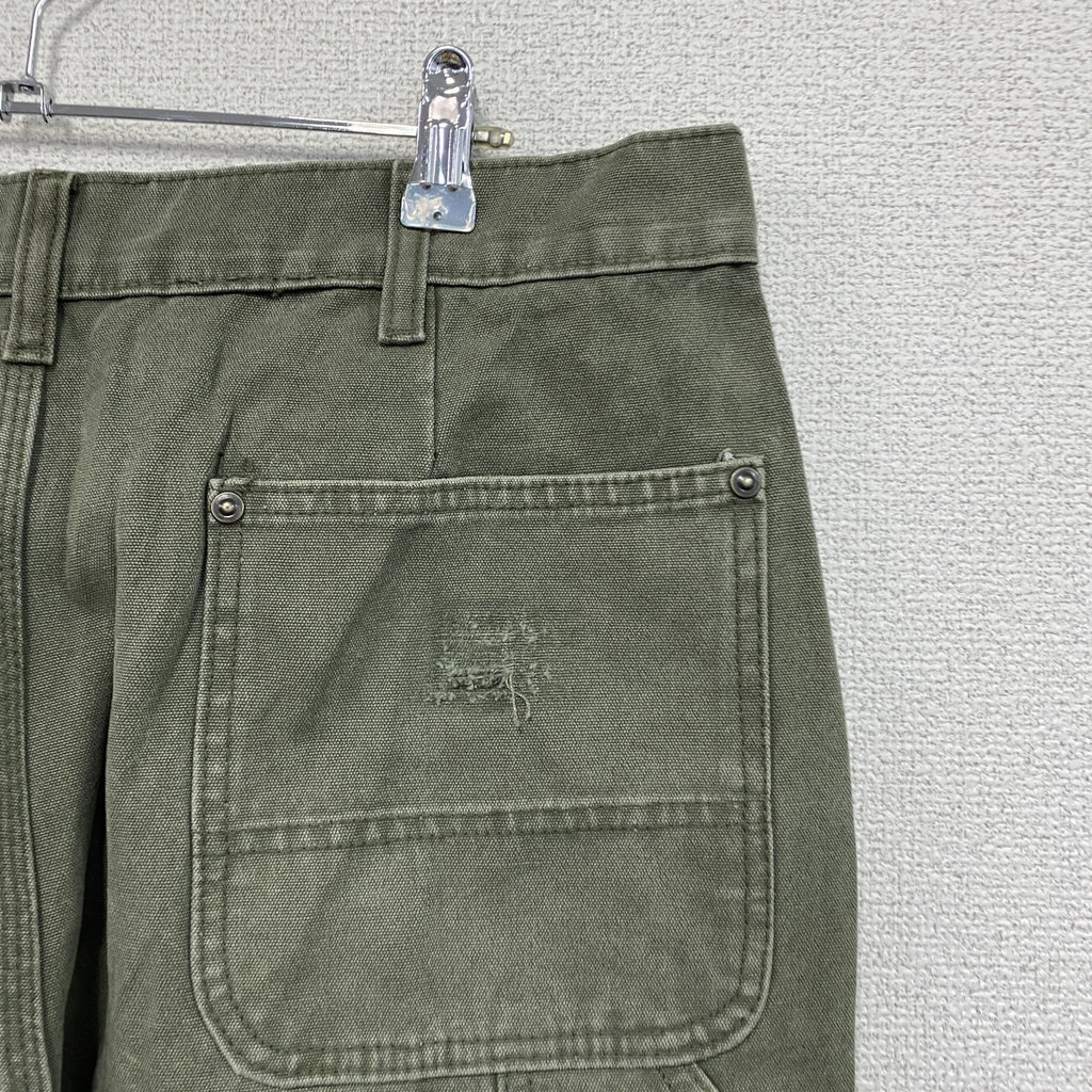 ノーブランド　ダブルニーペインターパンツ　ダックパンツ　ジップフライ　カーキ