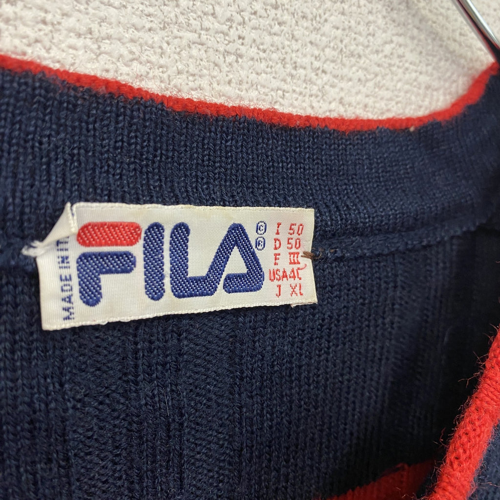 FILA　フィラ　ニットセーター　Ⅴネック　紺　ネイビー　50