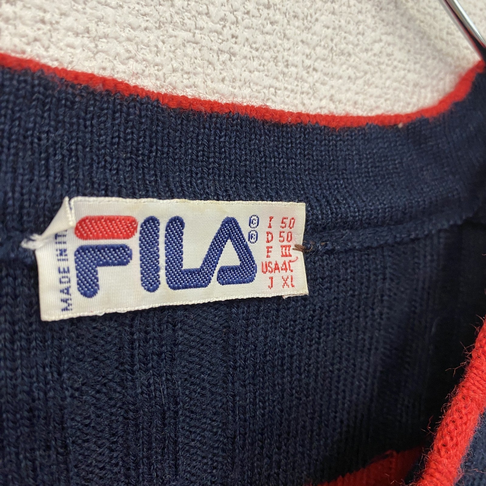 FILA　フィラ　ニットセーター　Ⅴネック　紺　ネイビー　50