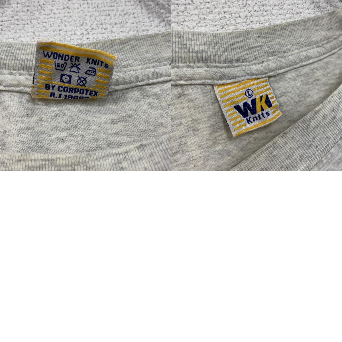 90s　WK Knits　半袖プリントTシャツ　ヴィンテージ　レゲエ　灰色　グレー　Lサイズ