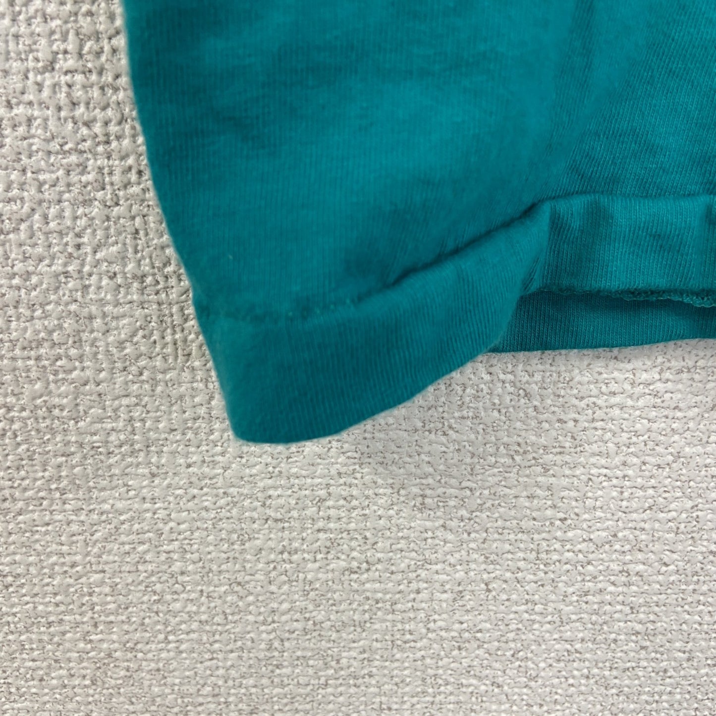 90s　Hanes　ヘインズ　半袖プリントTシャツ　US製　シングルステッチ　ティファニーブルー　Lサイズ