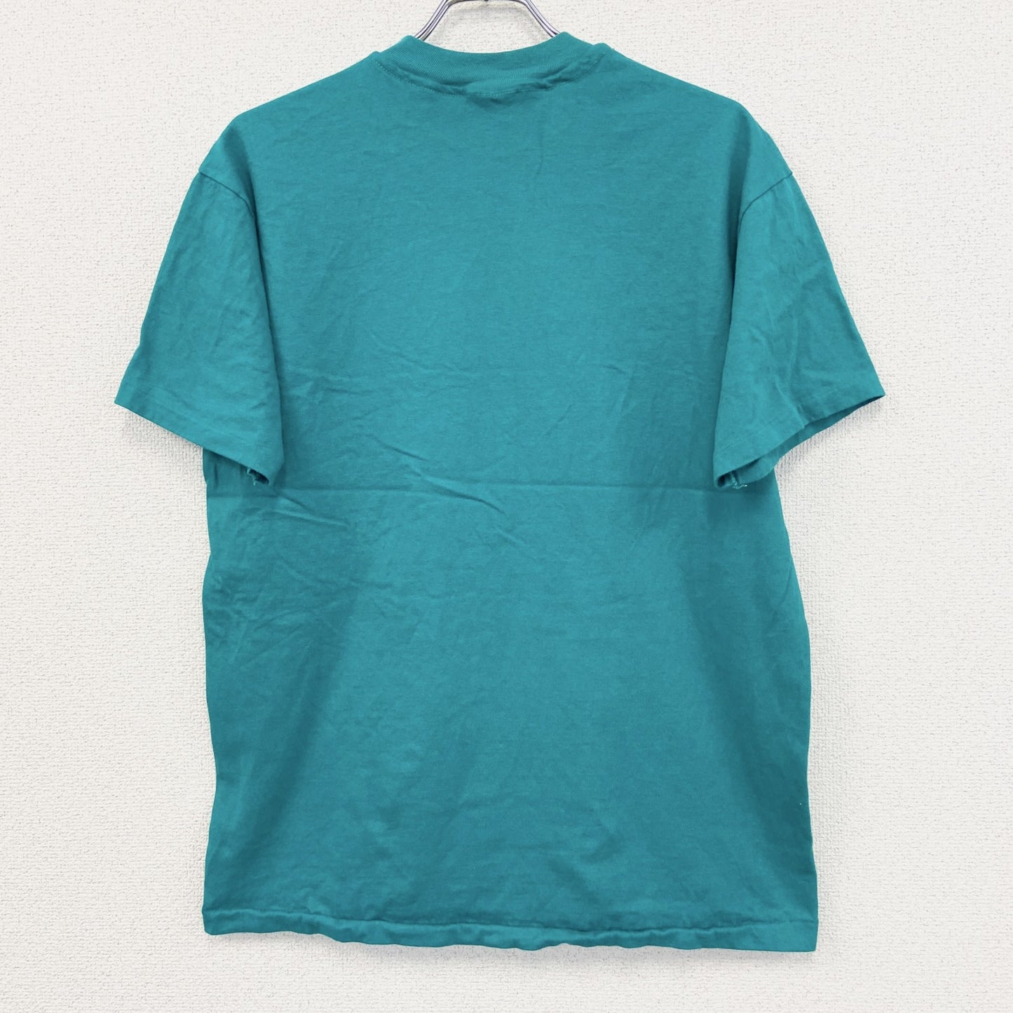 90s　Hanes　ヘインズ　半袖プリントTシャツ　US製　シングルステッチ　ティファニーブルー　Lサイズ