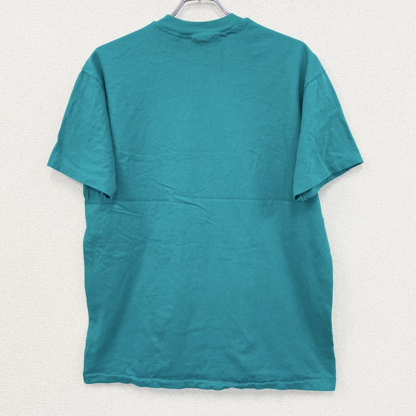 90s　Hanes　ヘインズ　半袖プリントTシャツ　US製　シングルステッチ　ティファニーブルー　Lサイズ