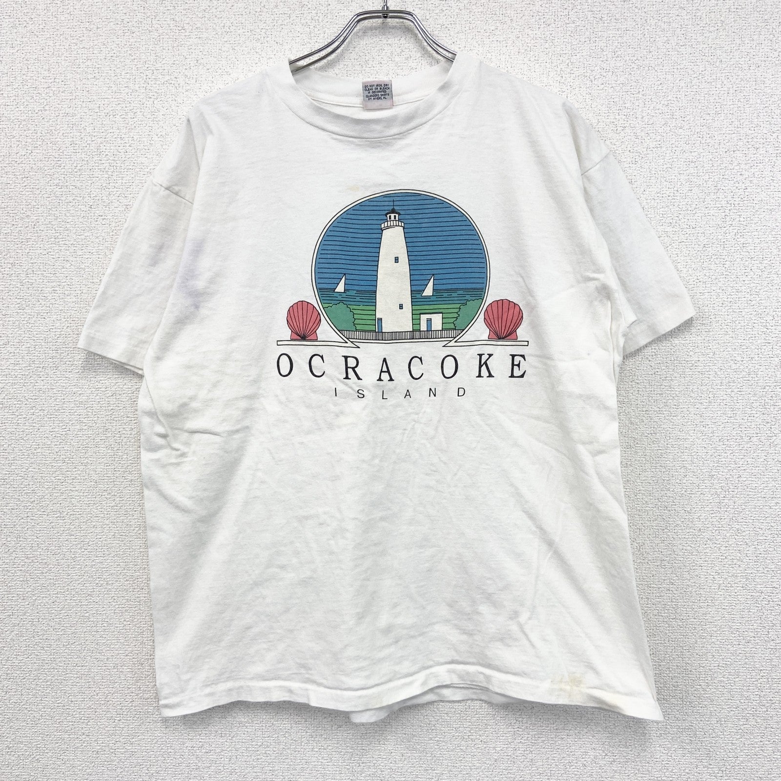 90s　ISLANDER　半袖プリントTシャツ　ヴィンテージ　シングルステッチ　白　ホワイト　XLサイズ