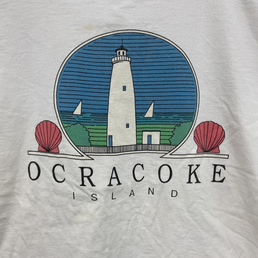 90s　ISLANDER　半袖プリントTシャツ　ヴィンテージ　シングルステッチ　白　ホワイト　XLサイズ