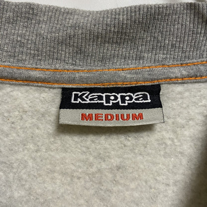 古着 used　Kappa カッパ　長袖フロントビッグプリントスウェット　トレーナー　クルーネック　グレー　レトロ　Ｍサイズ