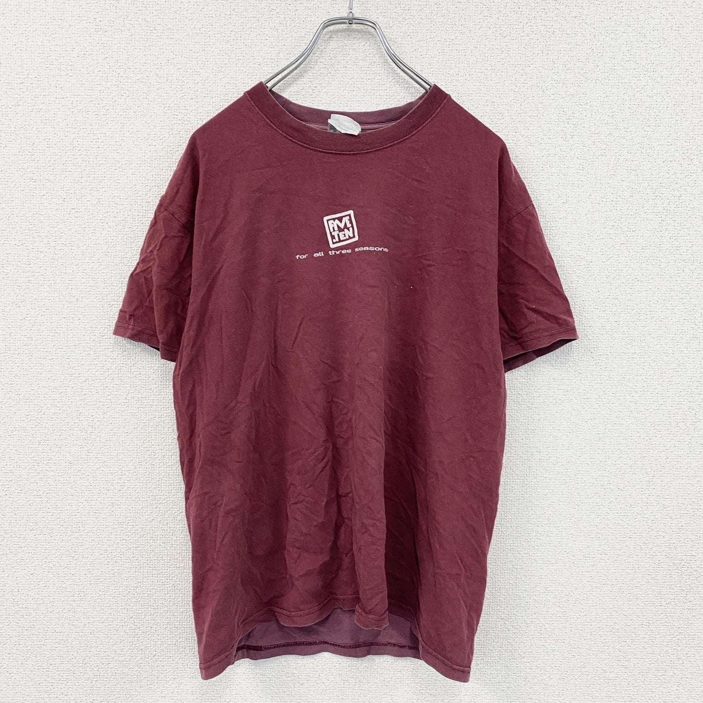 PORT&COMPANY　Five Ten　ファイブテン　半袖プリントTシャツ　ボルドー　Mサイズ