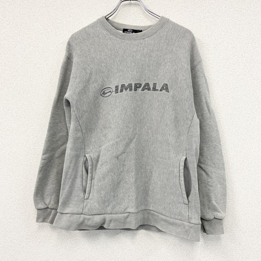 IMAPALA　インパラ　スウェット/トレーナー　サイドポケット付き　リバースウィーブタイプ　デカロゴ　灰色　グレー　Mサイズ