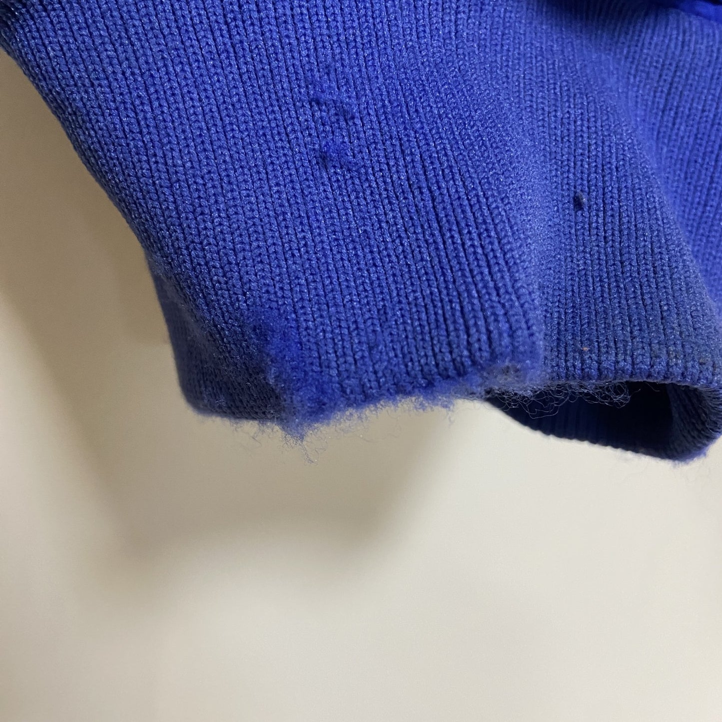 古着 used　DEVON&JONES　長袖ハイネックブルゾン　ワンポイント刺繍ジャケット　アメリカ　フランス　国旗　青　Lサイズ