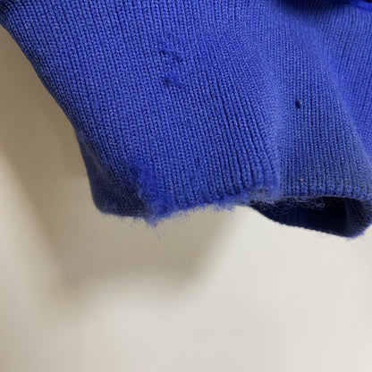 古着 used　DEVON&JONES　長袖ハイネックブルゾン　ワンポイント刺繍ジャケット　アメリカ　フランス　国旗　青　Lサイズ