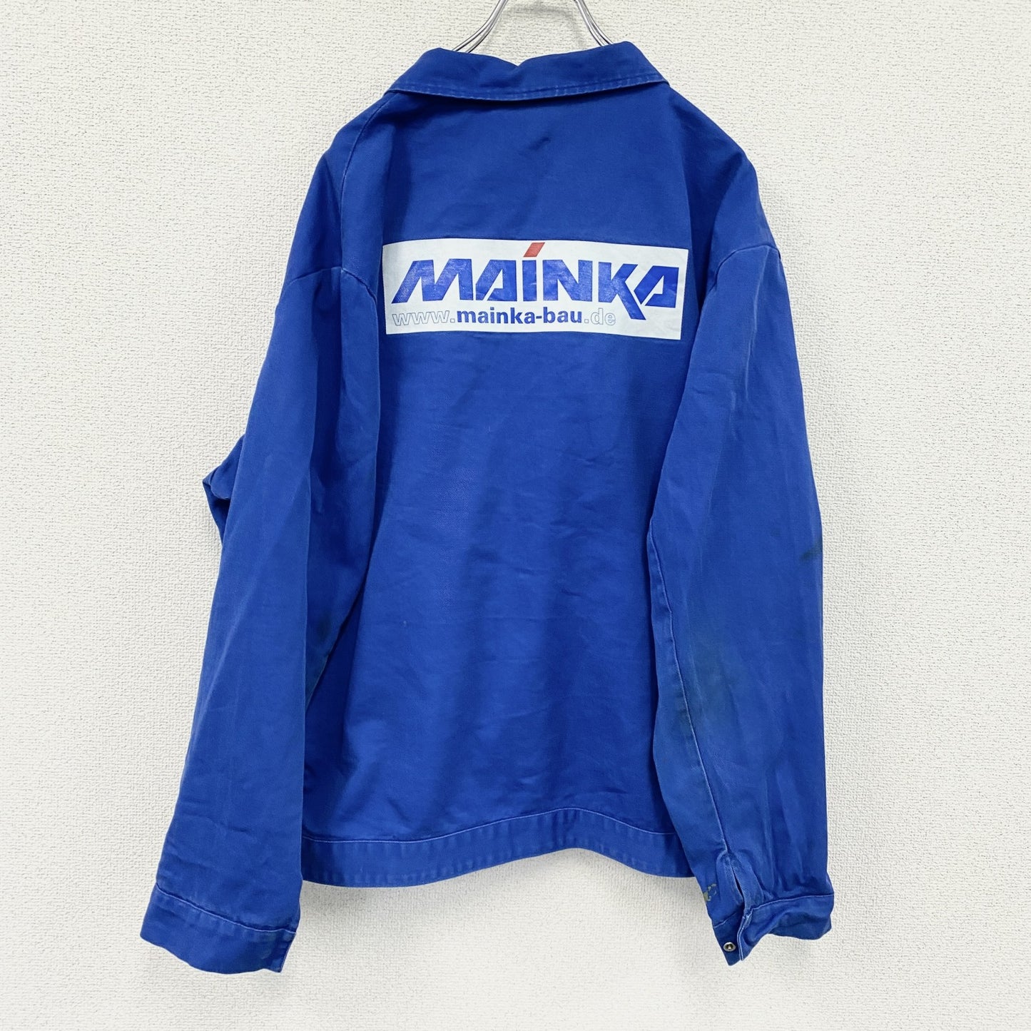 ～90s　ROFA　ユーロワークジャケット　ヴィンテージ　企業ロゴ　4ポケット　青　ブルー　60サイズ