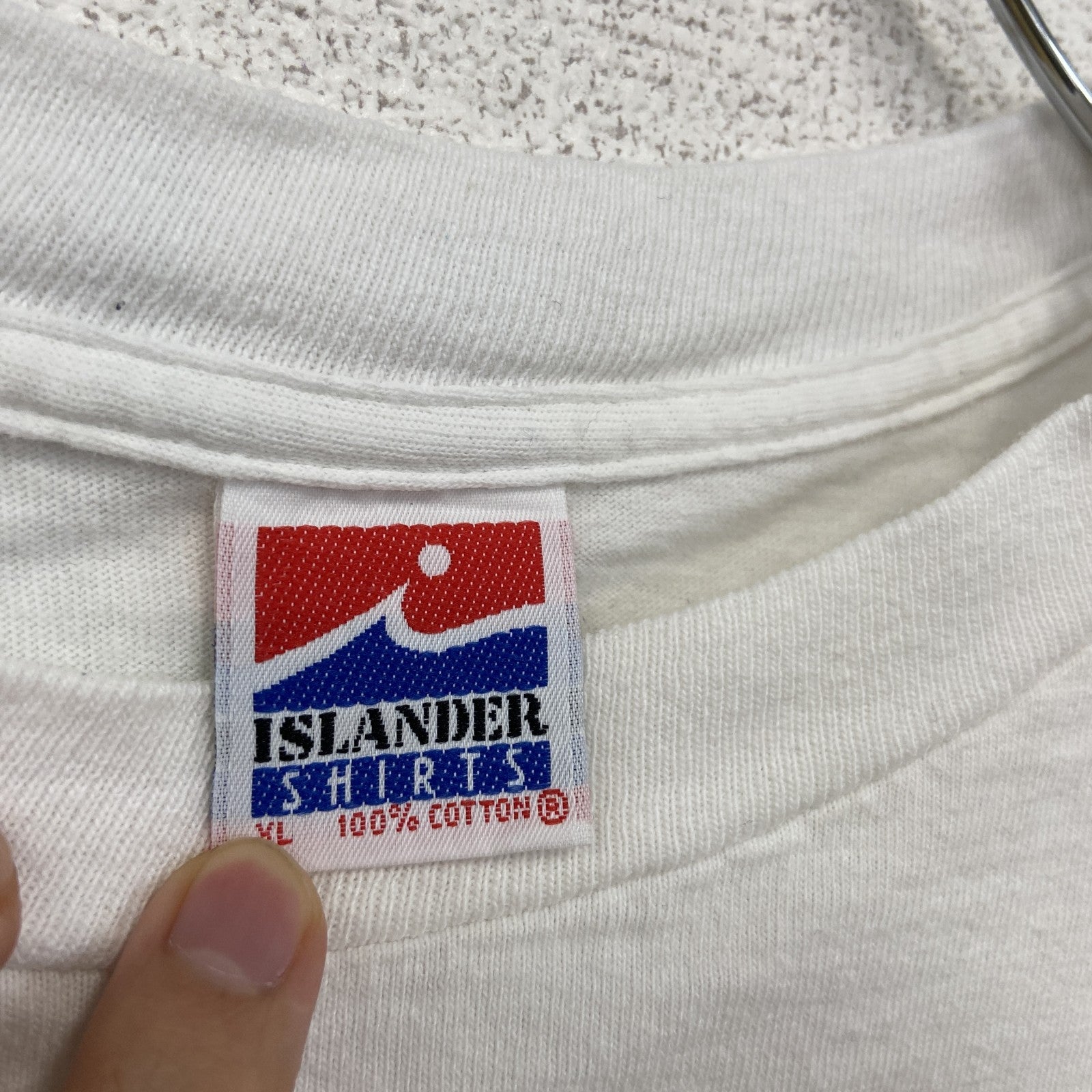 90s　ISLANDER　半袖プリントTシャツ　ヴィンテージ　シングルステッチ　白　ホワイト　XLサイズ