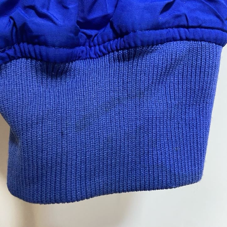 古着 used　DEVON&JONES　長袖ハイネックブルゾン　ワンポイント刺繍ジャケット　アメリカ　フランス　国旗　青　Lサイズ