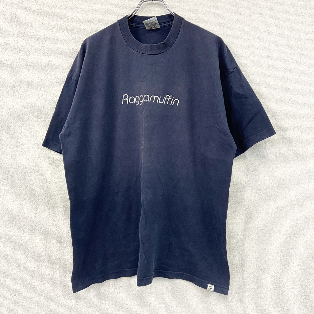 ～00s　PRO CLUB　プロクラブ　半袖プリントTシャツ　フェード　クルーネック　ヴィンテージ　紺　ネイビー　2Xサイズ